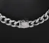 12MM cuban chain sterling silver 925 rhodium plated white gold moissanite stone 16, 18, 20, 22, 24, 26 inchs link full setting ice out diamond customizable hip hop necklace