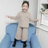 Teenage Children Clothes Sweater + Pants Costume For Girls Thick Warm Girl Knitted Set Autumn Winter Kids Clothing 210528