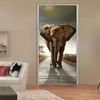 Fonds d'écran 3D Po Papier peint Éléphant PVC Auto-adhésif Papier peint imperméable à l'eau Décor à la maison Salon Chambre Salle de bains Porte Murale Autocollant