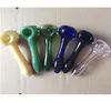 Newest Colorful Glass Pipe Oil Burner Tobacco Spoon Filter Pipes Dry Herb smoking hand made Cigarette Tools 6 Colors 11.5cm Length