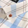 Men's 100% Cotton Long Sleeve Contrast Plaid Checkered Shirt Pocket-less Design Casual Standard-fit Button Down Gingham Shirts 210705