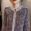 Herbst Winter Plaid Rock Anzug Woll Zwei Stück Set Frauen Crop Top Tweed Jacke Mantel + Mini 2 Conjuntos de Mujer 210514