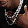 Łańcuchy kubański Link Chain dla mężczyzn Iced Out srebrny złoty raper naszyjniki pełny naszyjnik Miami błyszczący diament Hip Hop biżuteria Choker