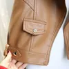 Streetwear Skórzana Kurtka Dla Kobiet Moda Wiosna Jesień Zipper Biker Motocykl Faux Płaszcze Panie Brown Pu Znosić 210525