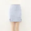 Summer Girl Female Women Split Details Plaid Mini Skirt With Under Short MINI Blue Safety B010 210603
