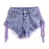 Weibliche Verband Seite Kordelzug Denim Shorts Hohe Taille Sexy Sommer Micro Mini Jean Kurze Mujer 210510