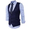 Hommes gilets Shujin Slim costume d'affaires gilet boutonnage couleur unie Gentleman mâle Vintage rétro col en V sans manches vestes