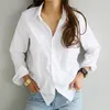 Ladies vintage luźna bluzka koszula Koszula Casual Workear Office Miękka biała ol styl żeńskie topy Blusas 220307