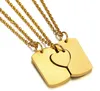 Gold Family Gift Encouraging Jewelry Necklace charms Daddy's Girl Mommy's World Set of 3 pcs Puzzle Heart Dog Tag Pendant Dad Mom Daughter