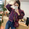 Kore Moda Kadınlar Ceket Kaban Bahar O Boyun Uzun Kollu Tek Briated Renkli Çizgili Rahat Kısa 210603