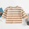 Infant Baby Boys Girls Stripe Long Sleeve Top + Rompers Panty-hose Clothing Sets Autumn Winter Kids Boy Girl Suit Clothes 210521