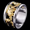 Ywospx 2021 Bohemian Mannelijke Goud en Zilver Kleur Olifant Ringen voor Mannen Trouwring Inzet Anillos Bijoux9151383