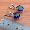 Boucles d'oreilles collier 2021 classique bleu zircone couleur argent ensemble de bijoux pour femmes pendentif anneaux Bracelet JS0563