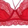 Briefs Panties Varsbaby womens sexy lace deep V Y-line straps underwear unlined beauty back bra and thongs set L2304