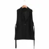 ZA classique Long gilet femmes élégant costume printemps automne sans manches vestes survêtement bureau dame mince gilet 210909