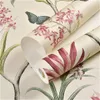 Wallpapers Non Geweven behang Slaapkamer Muur Bedekking Modern Vintage Roze Bloemen Blauw Tropisch Vlinder Vogels Bloempapier