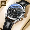 OLEVS Top Brand Mens Quartz Watch Noctilucent Business Waterproof Luxury Watch Leather Strap Relogio Masculino 210804