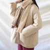 Johnature Women Chinese Style Parkas Solid Color Linen Coats Vintage Button Pockets Stand Long Sleeve Thick Warm Parkas 210521