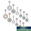 Edelstahl Bauchnabelpiercing Set Gauge Barbell Bananabells Nabelpiercing Schmuck Barbells für Frauen Mädchen Schmuck