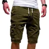 2021 Mannen Shorts Cargo Koele Zomer Effen Kleur Multi Pockets Jogger Loose Koord Plus Size Mannelijke Korte Broek 220312