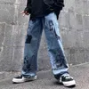 Jeans lavés femmes Harajuku Anime imprimer Baggy hommes Streetwear coton mode y2k homme ample jambe large pantalon 211120
