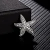 Moda Liga Rhinestone Pin Broche Sea-Star Starfish Broche Pins para Mulheres Homens Terno Jóias