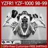 OEM Kit de corpo para Yamaha YZF-1000 YZF-R1 YZF 1000 CC R1 1998 1999 2000 2001 Bodywork 82No.126 YZF R1 1000CC 98-01 YZF1000 YZFR1 Cinza Branco 98 99 00 01 Fairing da Motocicleta