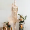 DIY Handmade Woven Moon Tassel Macrame Wall Wiszące Gobelin Home Decor Do Sypialni Salon Boho Tapestry Wiszące Dekoracji