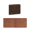 2023 Designer Wallet Mens Wallet Purses Zippy Men Short Fold Card Holder Passport Holder Women Long Folded Purse Brown Flower Leather 60895 61895 dust bag and box #A01