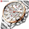 Relogio Masculino CURREN Mens Watches Top Luxury Brand Steel Business Quartz Watch Men Waterproof Male Wristwatch Chronograph 210517