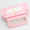 False Eyelashes Wholesale Paper Lash Boxes Packaging Eyelash Box Package Customize No Tray Logo Rectangle Pink Cardboard Storage Makeup Case