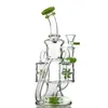 9 Inch Glass Bong Band Hookah Tube Heady Gree Purple Bongs Double Recycler 14mm Female Joint Water Pipes Propeller Percolater Oil Dab Rigs