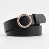 2020 Womens Belt Black White Brown Pink Wide Leather Belt Female Ladies Gold Metal Round Circle Belts for Women Trouser Dresses2190259