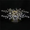 Bröllop Luxury Bridal Hair Comb Accessories Gold och Crystal Zirconia Combing Dinner Party Clips Barrettes