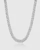 Mens 10mm Iced Cuban Link Prong Chain 14K White Gold Plated 2 Row Diamonds Halsband Kubiska zirkoniumsmycken 1624Inch Längd2035199