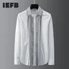 IEFBハイエンド高級ビジネス偽の二重襟の装飾的な縞スプライシングメンズ長袖シャツスリムファッションブラウス9Y5607 210524