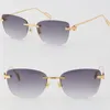 New Fashion Metal Sunglasses UV400 Protection Luxury Rimless Angled Tniangle 18K Gold Male and Female Sun Glasses Shield Retro Design Eyeglasses Frames Men Frame