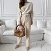 Korean Fashion Women Sets Sweater + High Waist Pants Suits Office Elegant Ladies Female Two Piece Femme Spring Autumn 210513