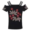 Summer Fashion European European Tshirt Sexy Off Diamonds Diamonds Mesh Tops Ropa Mujer All Match Tees Nowe T06625 210322