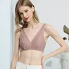 Summer Collection Women's 100% Natural Silk Lining Bra Wireless Low V Cup Everyday bralette Sleeping Intimates