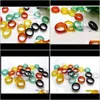 Jewelry Beautif Smooth Mti-Colored Round Solid Jade/Agate Gem Stone Band Rings Great Value! Ps0037 Drop Delivery 2021 Bovgg