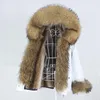 Kadın Kürk Faux 2021 Kış Ceket Kadınlar Kısa Su Geçirmez Parka Gerçek Katlı Raccoon Büyük Yaka Kaput Çıkarılabilir Dış Giyim Sokak Giyim