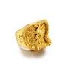 2021 Moda 24K Gold Color Pierścionki Dla Kobiet 3D Dragon Rzeźbione Rombus Chunky Szerokość Mężczyźni Ring Vintage Indyjska Biżuteria Ślubna