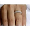 Eternity Promise Band Ring 925 Sterling Silver 3 Rader Pave Diamond Vigselringar för Kvinnor Män Fin Gemstone Smycken