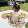 2021 Flickor Casual Dress Toddler Floral Baby Ärmlös Party Sommar A-Line Beach Dress Boho Pagant Kläder 2-8T Q0716