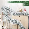 2.7M Pine Needle Garland Christmas Decor Bar Tops Ribbon Garland Snow Tipped Green Christmas Tree Ornaments Xmas Party Supplies 211104