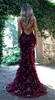 New Spaghetti Straps Sequined Lace Mermaid Cheap Prom Dresses Long Backless Criss Cross Floor Length Formal Party Evening Gowns