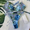 Kontrastfarbener Bikini für Damen, Badeanzug mit Aufdruck, hochwertige Badebekleidung mit Polstern für Damen