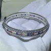 Brangle de bijoux de luxe 925 argent sterling multi-diamant cubic zircon complet princesse coupé cz charme femme bracelet de mariage dons 202e