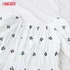 Tangada Women Retro Embroidery Romantic Cotton Blouse Shirt Short Sleeve Chic Female Shirt Tops 5N16 210609